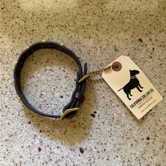 NWT California Collar Co.5/8 Diego Leather Dog Collar with Turquoise
